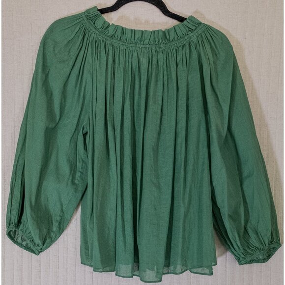 SzM “The Great" Green Puff Sleeve Prim Top  - EUC - Picture 2 of 6
